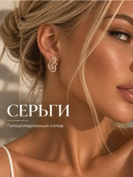 Серьги бижутерия с камнями медицинский сплав под золото