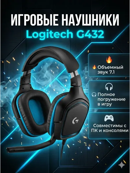 LOGITECH Игровые наушники G432, черный