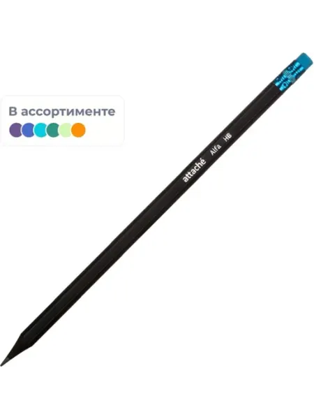 Карандаш чернографитный HB с ластиком Attache