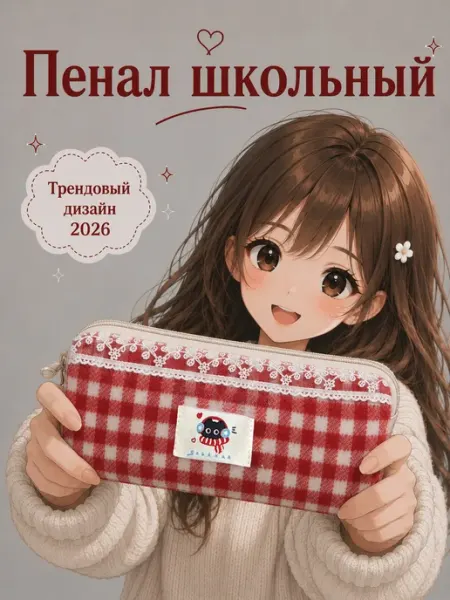 Пенал клетчатый корейский HOME MOOD SHOP