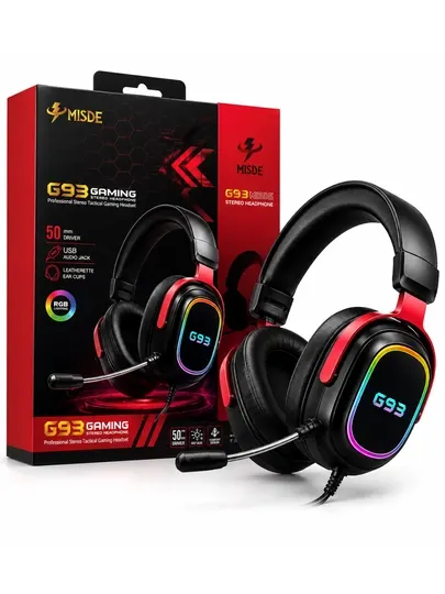 Игровые стерео наушники MISDE G93 с RGB, микрофоном для ПК, Mac и ноутбука