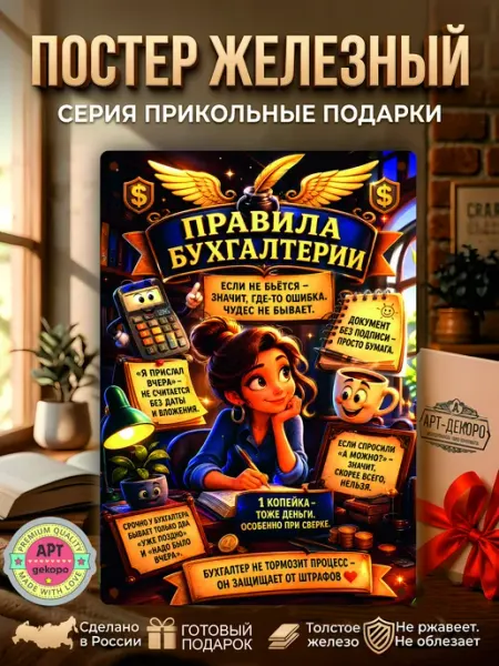 Постер металлический правила бухгалтерии Арт-Декоро