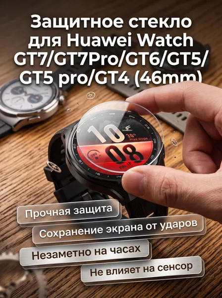 Закаленное стекло для Huawei Watch GT7/GT7Pro/GT6/ GT5/GT5 Pro/GT4 (Размер циферблата 46mm)
