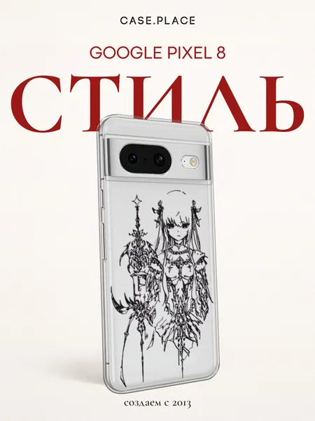 Силиконовый чехол на Google Pixel 8 / Гугл Пиксель 8 с принтом Аниме девушка с мечом