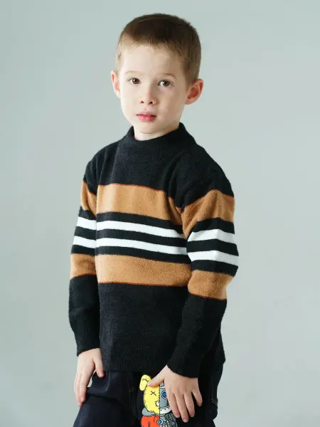 Galaxy Kids Черный свитер в школу оверсайз модный новогодний детский
