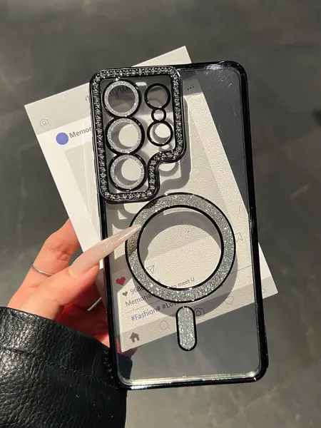 Чехол О'кейси, MagSafe, для Samsung Galaxy S26 Ultra, со стразами, черный