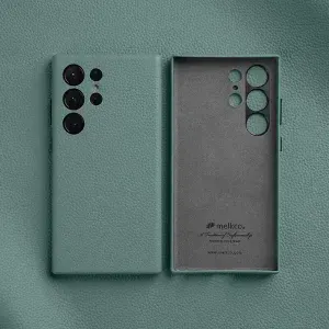 Кожаный чехол накладка Melkco Origin Regal SС для Samsung Galaxy S24 Ultra, серо-голубой