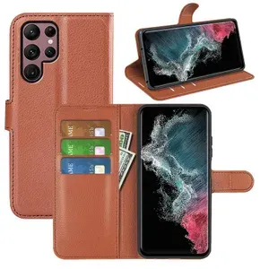 Чехол-книжка PRESTIGE с функцией подставки для Samsung Galaxy S23 Ultra (коричневый)