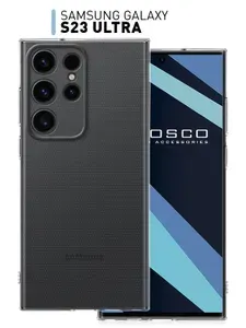 Чехол для Samsung Galaxy S23 Ultra (Самсунг Галакси С23 Ультра) с защитой модуля камер, прозрачный ROSCO