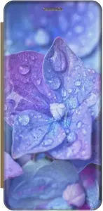 Чехол-книжка на Samsung Galaxy S20+ / Самсунг С20 Плюс с принтом "Голубой цветочек" золотой