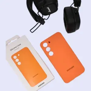Оранжевый Чехол для Samsung Galaxy S23 из Силиконового Геля, с Мягкой Подкладкой из Микрофибры, Тонкий,Противоударный