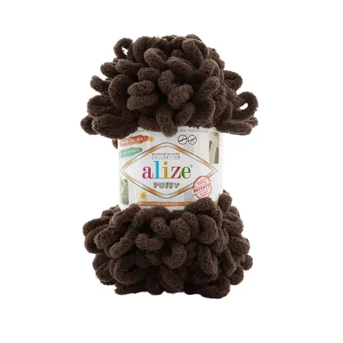 Пряжа ALIZE Puffy, АЛИЗЕ Пуффи, коричневый (26), 5 мотков, 9 м/100 г, 100% микрополиэстер