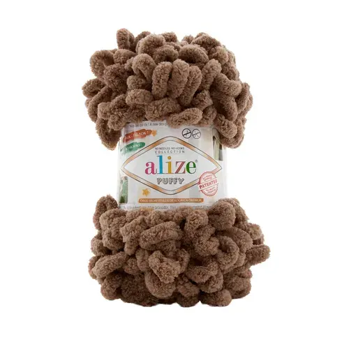 Пряжа ALIZE Puffy, АЛИЗЕ Пуффи, тёмно-бежевый (466), 5 мотков, 9 м/100 г, 100% микрополиэстер