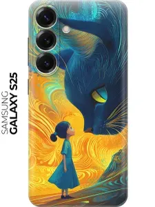 Силиконовый чехол на Samsung Galaxy S25 с принтом "Девочка и кот"