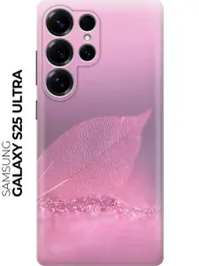 Силиконовый чехол на Samsung Galaxy S25 Ultra с принтом "Листок в розовых блестках"