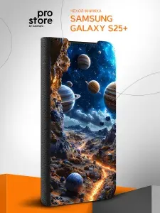 Чехол книжка на Samsung Galaxy S25+ / Самсунг Галакси С25+ с картинкой Космос планеты