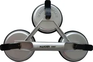 Стеклодомкрат HARDEN тройной алюминиевый профессиональный для стекла и плитки, 3 вакуумные присоски 118 мм, до 100 кг