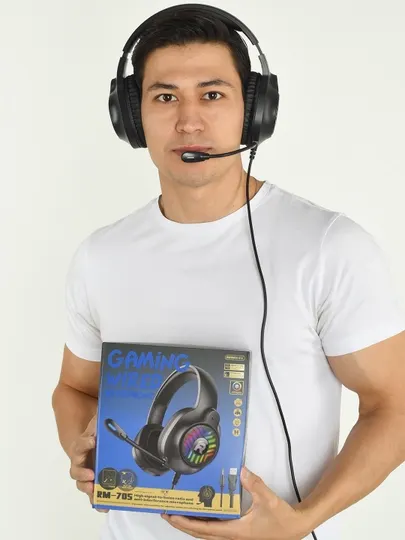 Remax RM-705 Gaming — проводные игровые наушники с микрофоном и RGB-подсветкой