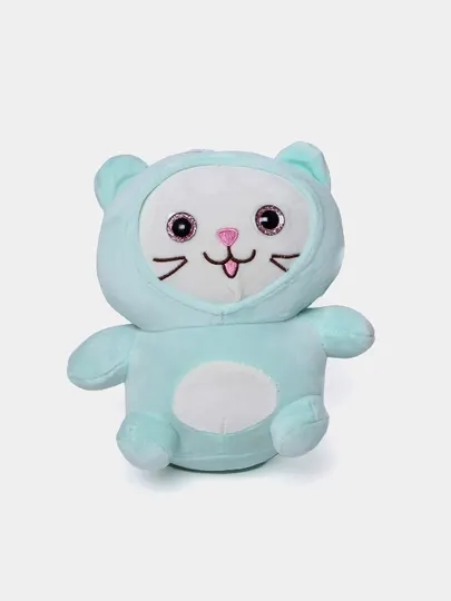 Мягкая игрушка, милый кот в капюшоне