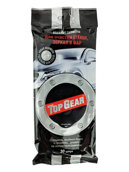 Top Gear Салфетки влажные для стекол зеркал и фар, 30 шт