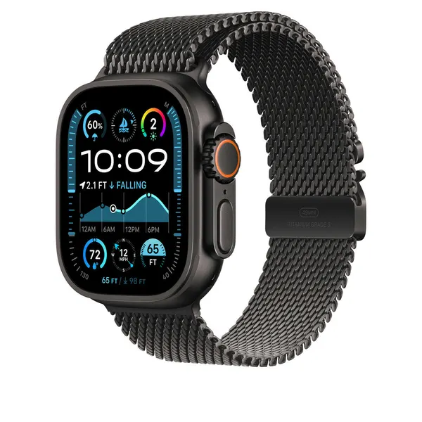 Ремешок для Apple Watch 49mm Black Titanium Milanese Loop - S (Черный) (MXKF3)