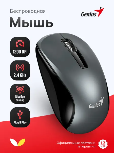GENIUS Мышь компьютерная беспроводная для ноутбука оптическая