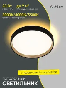 Светильник настенно-потолочный светодиодный Citilux ETALON CL750241 чёрный + золото