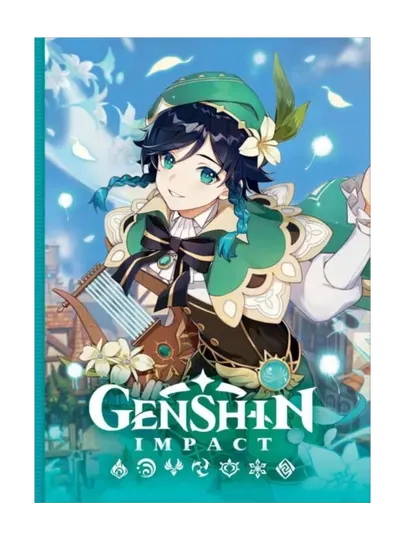 Genshin Impact ежедневник на каждый день с наклейками, зеленый