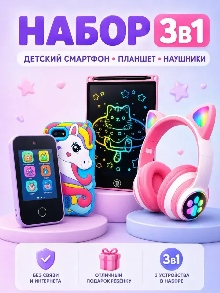 Genzai Детский телефон с сенсорным экраном, наушники и планшет