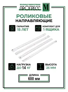 Роликовые направляющие, комплект, 500 мм