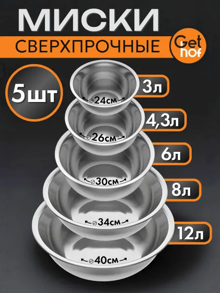 GetHof Набор мисок из нержавеющей стали 2 шт