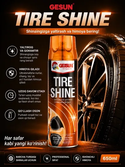 Чернитель шин,Полироль для шин,Tire Shine,Средство для шин,Getsun Tire Shine,Полировка шин