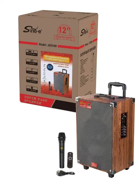 Караоке-микрофон, Sino-e, JQS 920, с Bluetooth и колесами, с 12 дюймовым динамиком
