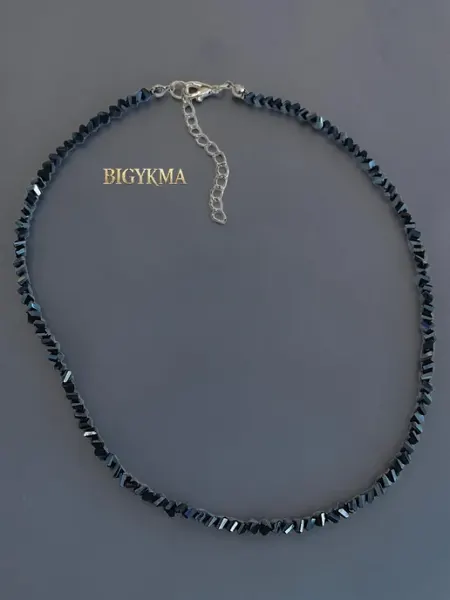 Чокер на шею "Алмазик" мокрый асфальт, короткие бусы BIGYKMA