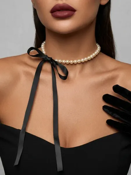 Колье чокер на шею украшение жемчужное ожерелье бусы GlamBouquet
