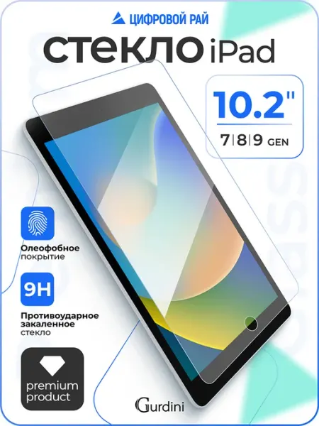 Защитное стекло iPad 10.2 на планшет айпад 7 8 9 Gurdini