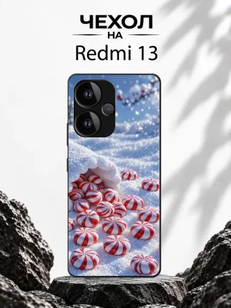 Чехол на Redmi 13 с принтом Рождественские конфеты GDario