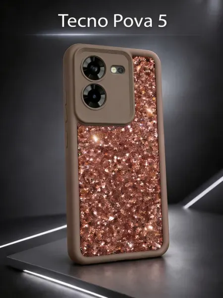 Чехол на Tecno Pova 5 защитный с блёстками ЧЕХОЛБЕРИ