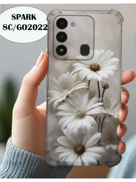 Чехол на Tecno SPARK 8C с принтом цветы PRINTberries