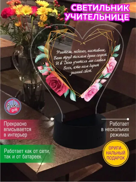 Ярко.gift Ночник подарок Директору Преподавателю светильник