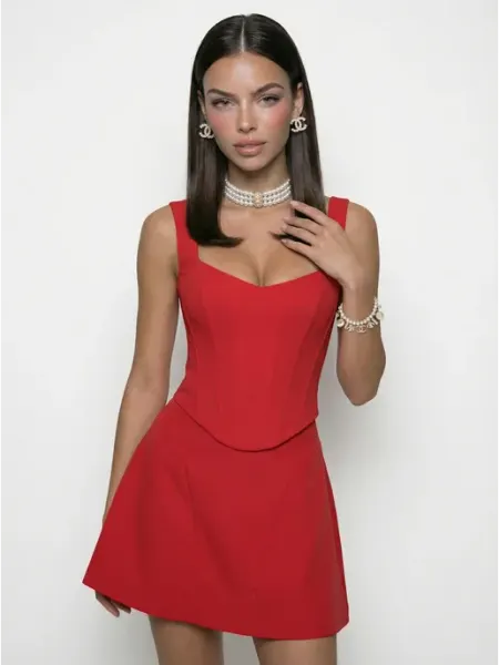 Красный мини с корсетом матовый 7DRESSES