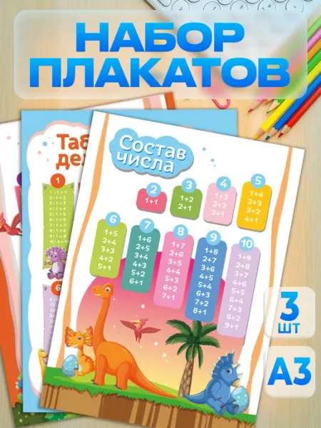 Набор обучающих плакатов для начальной школы Математика РТ интерьер