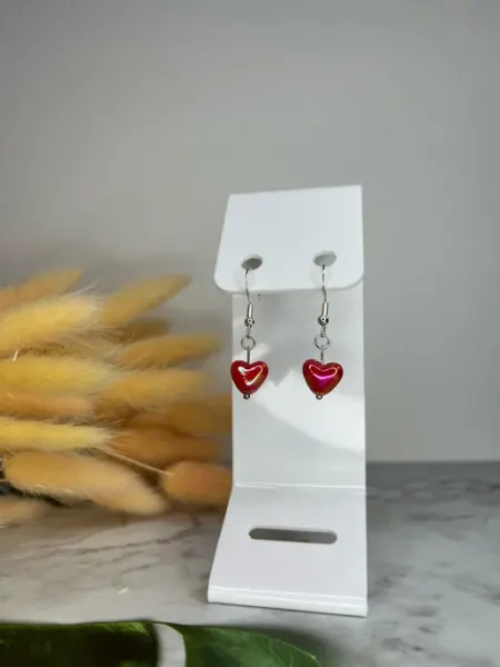 Серьги красные сердечки