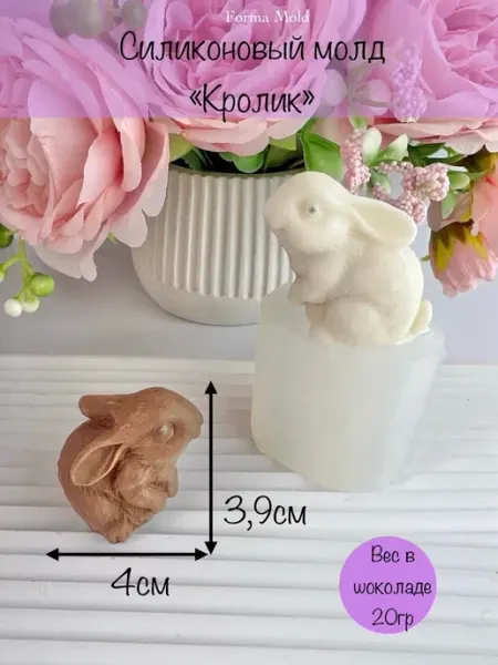 Силиконовый молд пасхальный кролик для шоколада forma_mold