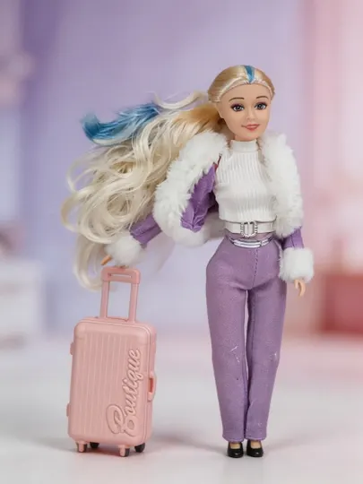 Кукла Modern Pretty Girl с чемоданом, стильный outfit, JM08