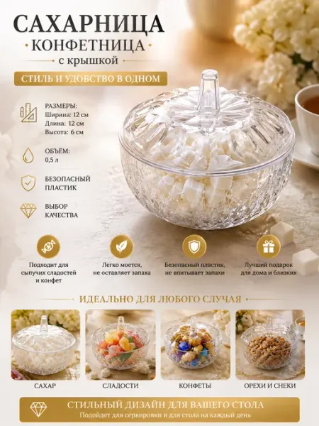 Сахарница-конфетница с крышкой