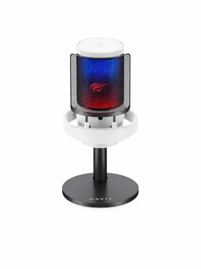 Игровой USB-микрофон Havit GK50, конденсаторный, настольная подставка, RGB-подсветка