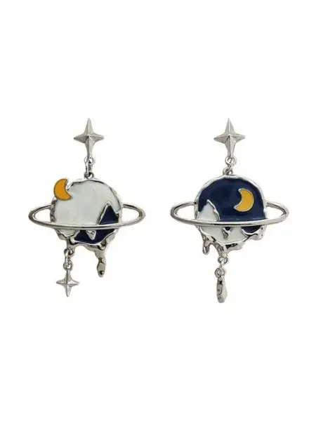Серьги корея планета, звезды и луна, асимметричные длинные be self true jewel