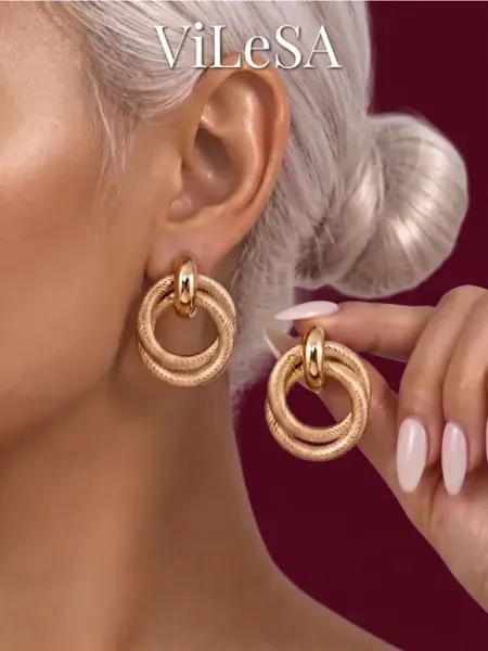 Серьги бижутерия большие круглые крупные ViLeSA