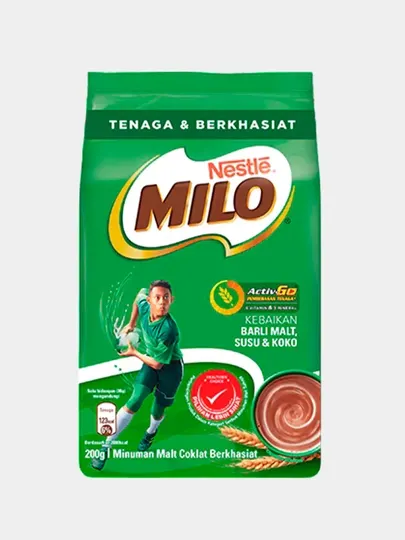 MILO®. Солодовый Какао-напиток быстрорастворимый Пакет 200 г - Какао, горячий шоколад